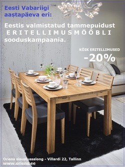 Tammepuidust  eritellimusmööbel  – 20%.