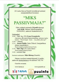 Seminar "MIKS PASSIIVMAJA?"