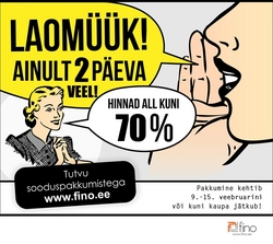 Fino mööblikaubamajas on veel 2 päeva suur laomüük! Fino mööblikaubamajas on veel 2 päeva suur laomüük!