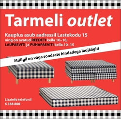 Uus! Tarmel Outlet kauplus Tallinnas