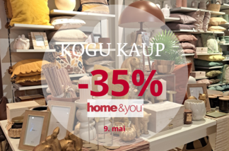 Home&Yous on  kogu kaubale -35% soodustus ostuööl 9. mail ülemiste keskuses!