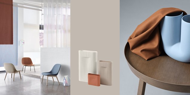 Pildil: Muuto Fiber lounge-toolid, Ridge vaasid ning Kink vaasid