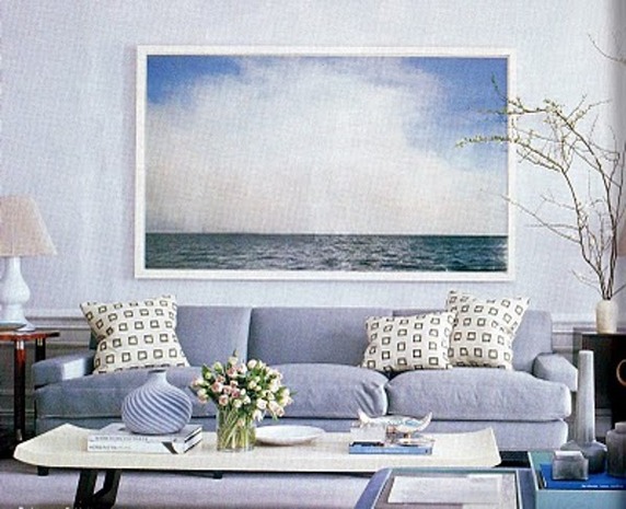Taeva ja veepiiri foto seinal mõjub rahustavalt ja harmoneerub üldpildiga. Allikas: arcadianhome.com