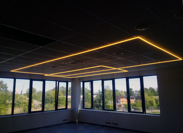 Eramaja valguslahendus rippprofiiliga.