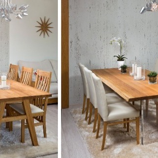  Söögilaud Gustav.        * Söögilaud NATURE klaasjalgadel, loodusliku servaga tammeplaat. 