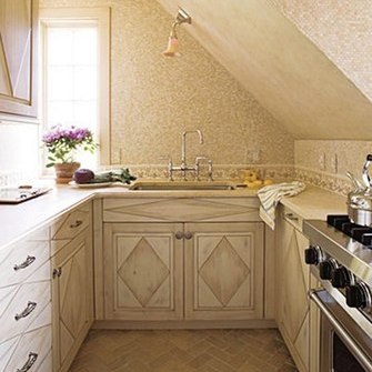   Köök on leidnud kompaktse koha katusealuses nurgas     Allikas:  www.digsdigs.com  