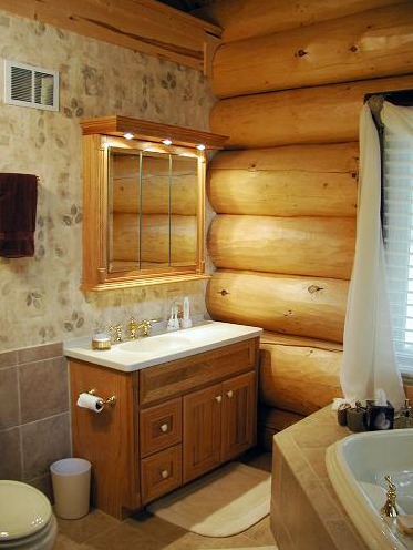 Maitsekas kooslus palkide, keraamika ja kiviseina näol. Источник: log-homes.thefuntimesguide.com