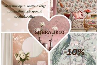 Veebruari lõpuni on meie kõige romantilisemate kollektsioonide tapeedid koodiga SÕBRALIK10 