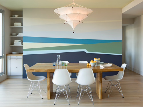 Modernsesse ruumi passib lihtne ja abstraktne maaling, mis ei nõua tingimata profi teostust. Источник: www.jhinteriordesign.com